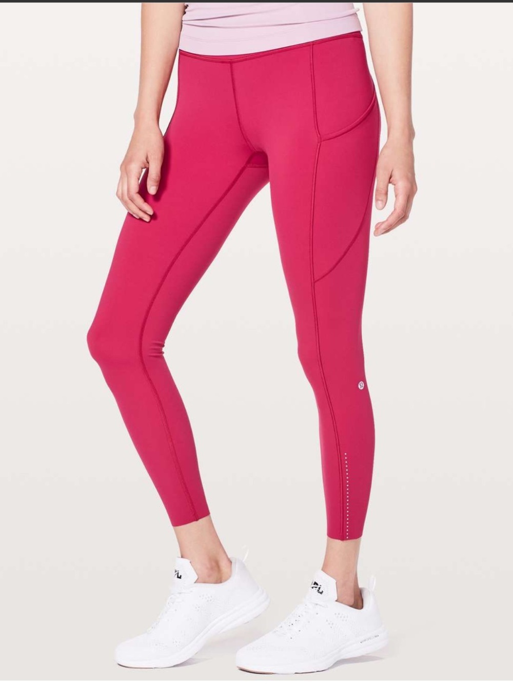 Lululemon Fast & Free 7/8 Tight II *Nulux 25" in ruby red